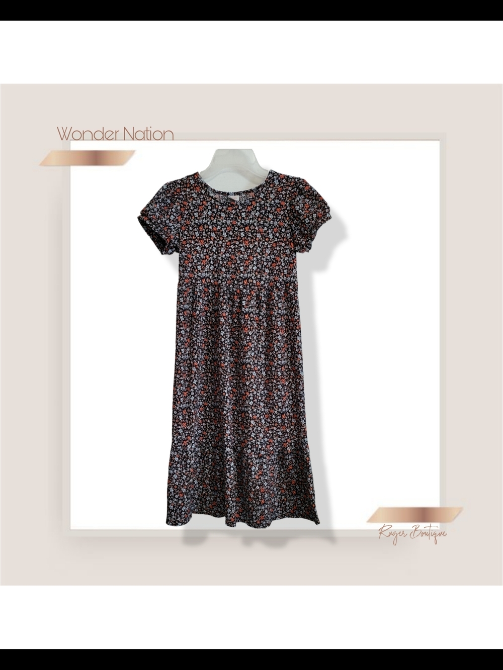 🌿Wonder Nation Boho Floral Peasant Midi Dress 7/8 - Picture 3 of 11